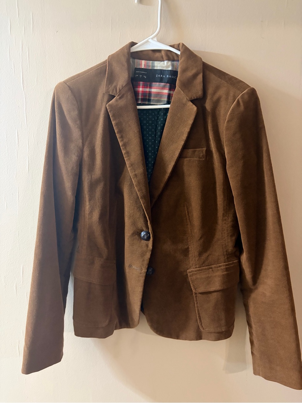 Zara Chestnut Brown Velvet Blazer Jacket